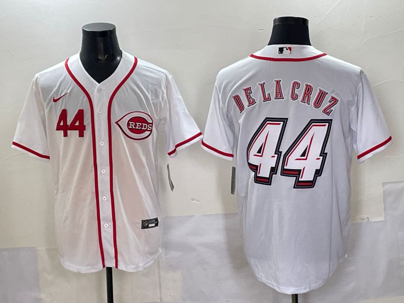 Men 2025 Cincinnati Reds #44 Delacruz White Joint Name Nike MLB Jersey style 02
